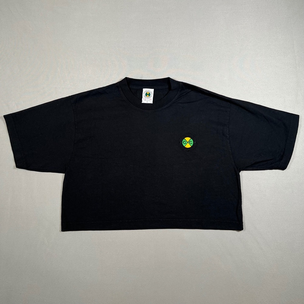 Cross Colours Womens Black Cropped Logo T-Shirt Size Small Made in USA Tee